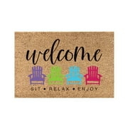 Front Door Mat Summer Theme Doormat Sit Relax Enjoy 16x24IN Summer Door Mats Coir Door Mat Spring Summer Decor Home Gifts for Housewarming Low-Profile Floor Mat for Yard, Garage, High Traffic Areas