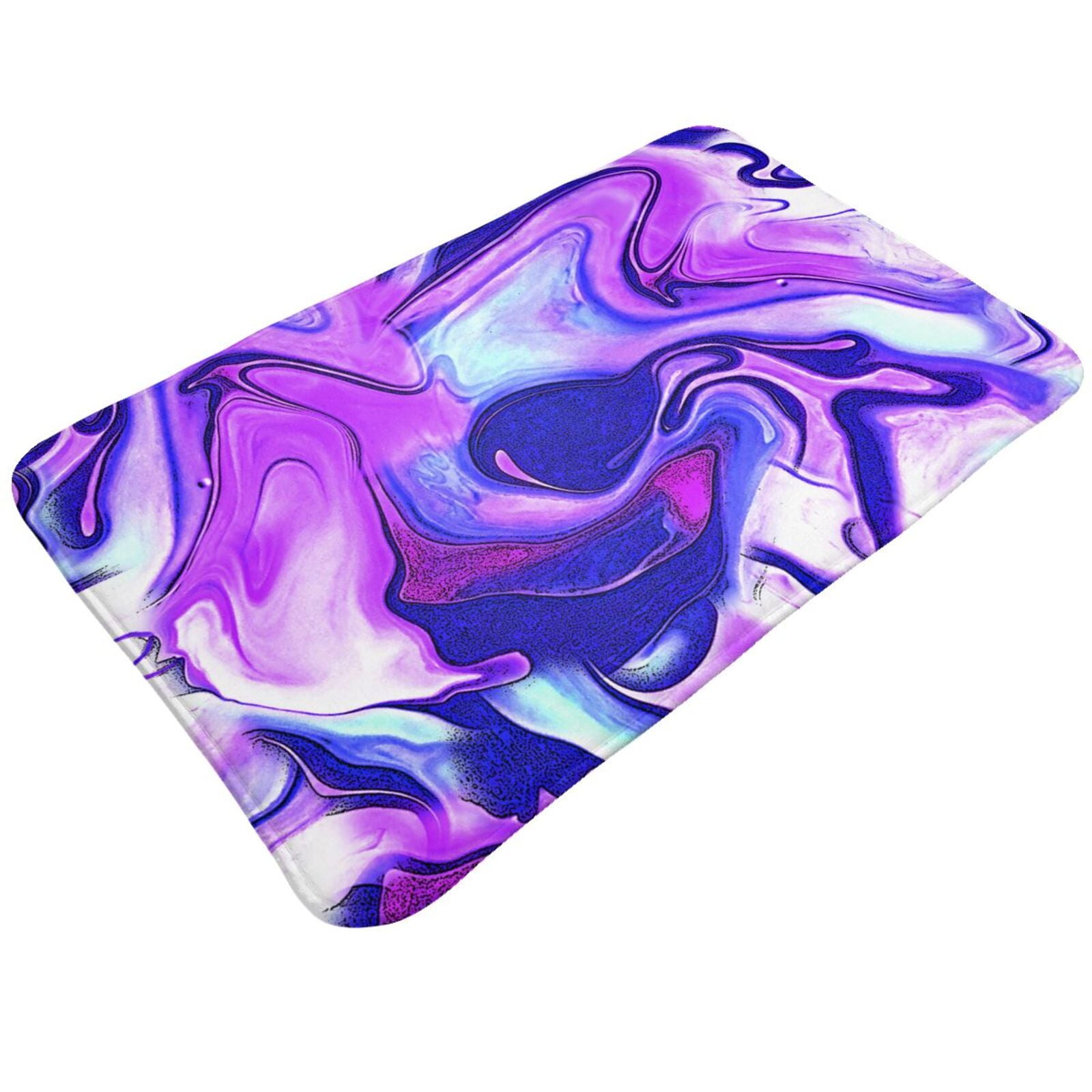 Front Door Mat, Swirl Print Blue Purple1 Indoor Mats for Bedroom