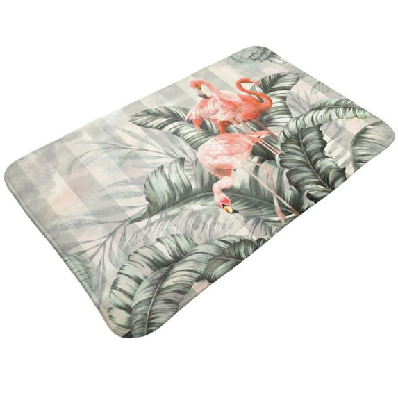 Front Door Mat, Tropical With Flamingos Indoor Mats for Bedroom Bathroom Kitchen, Floor Mat Non-Slip, Soft Carpet Floor Cover Machine Washable Entryway Mat - 20x31.5in