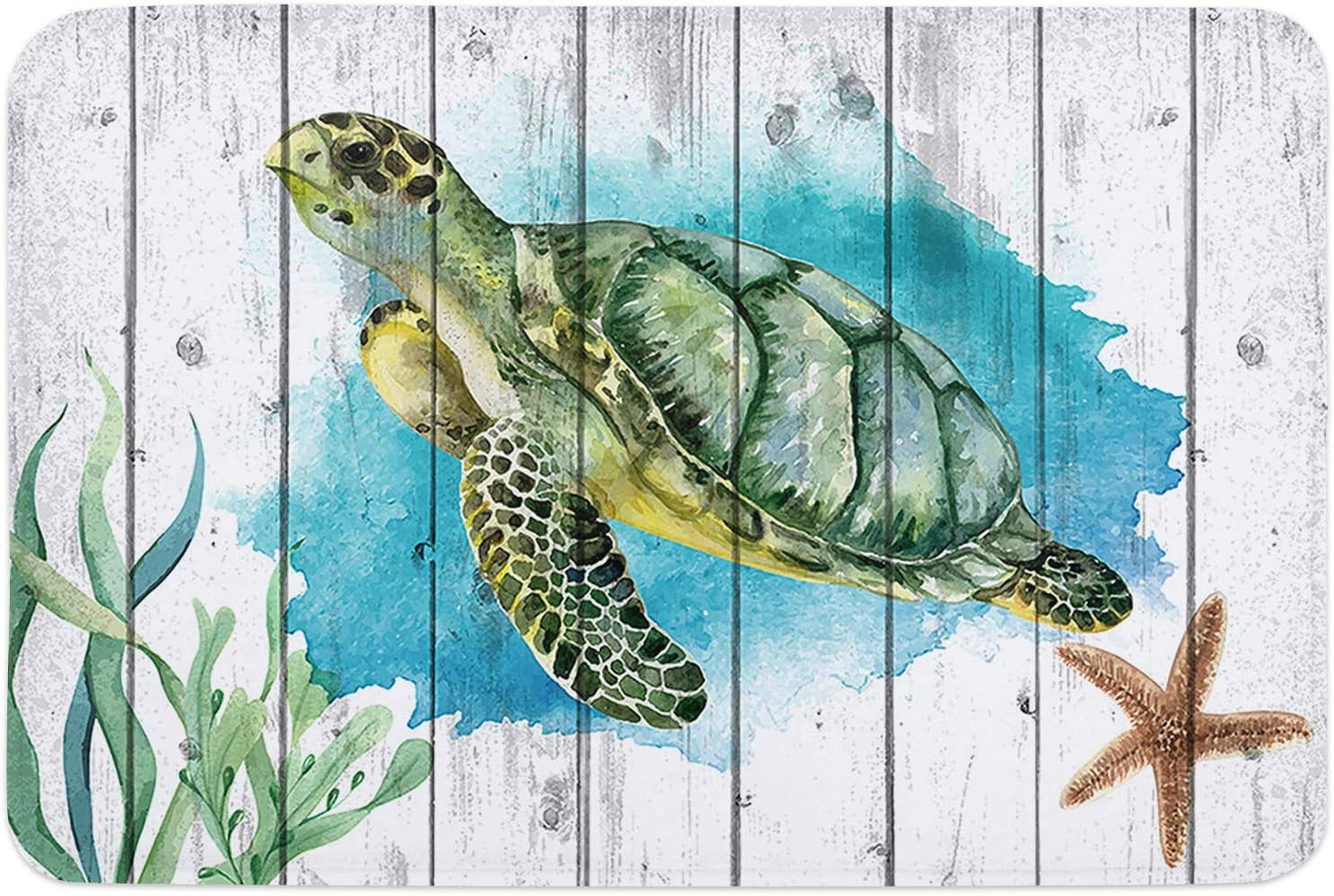 Front Door Mat Mat,Ocean Turtles Wood NonSlip Absorbent Indoor