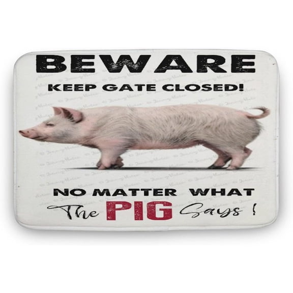 Front Door Mat Welcome Mats - Entryway Mats for Shoe Scraper, Ideal for Inside Outside Home High Traffic Area, Warning Pig Says Printed, 16"x24", Housewarming Gift