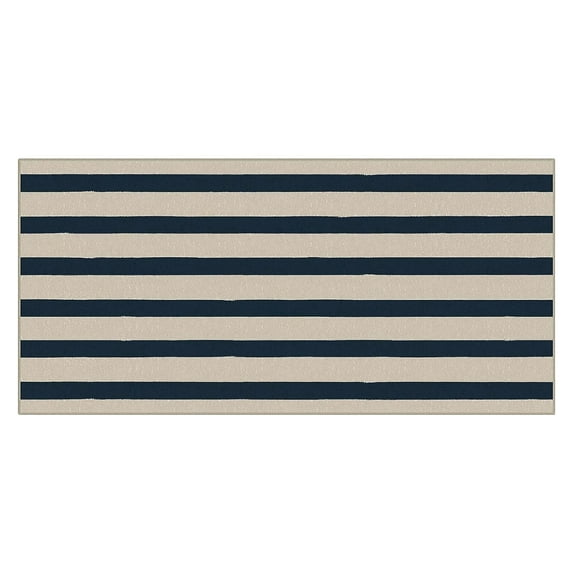 Front Door Mats, Black and Khaki Striped Door Mats Outdoor,Machine Washable Farmhouse Front Porch Rug Decor, Spring Decorations Cotton Hand Woven Entryway Rug for Doorway