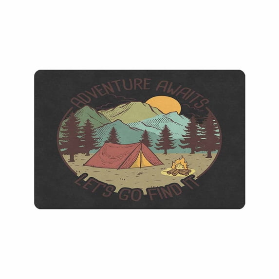 Front Door Mats Camping Happy Campers Door Mat Outdoor Indoor Welcome Mats, Non Slip Resist Dirt, Durable Entrance Mat Rugs for Front Door, Home Entryway, Outside Porch-24x16in 30x18in