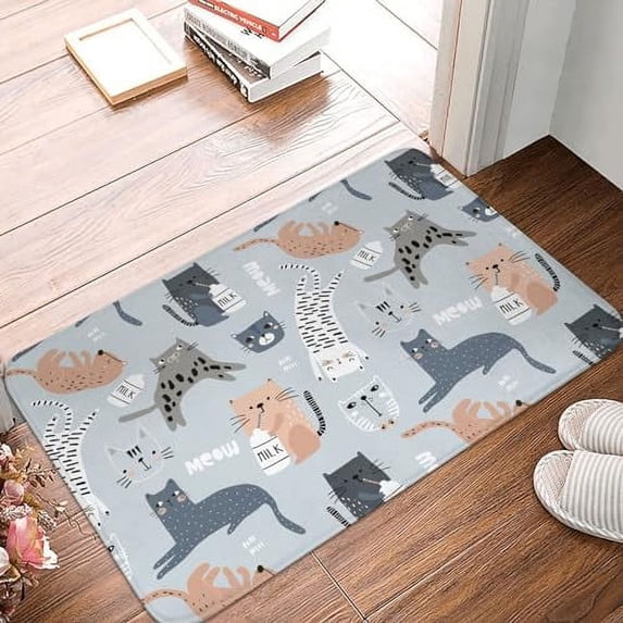 Front Door Mats Cute Cats Doormat 30" X 18" Pet Welcome Door Mats Indoor Outdoor Entrance Floor Mat Funny Bathroom Rugs Non-Slip Resist Dirt Area Rugs Carpet for Home/Porch/Kitchen