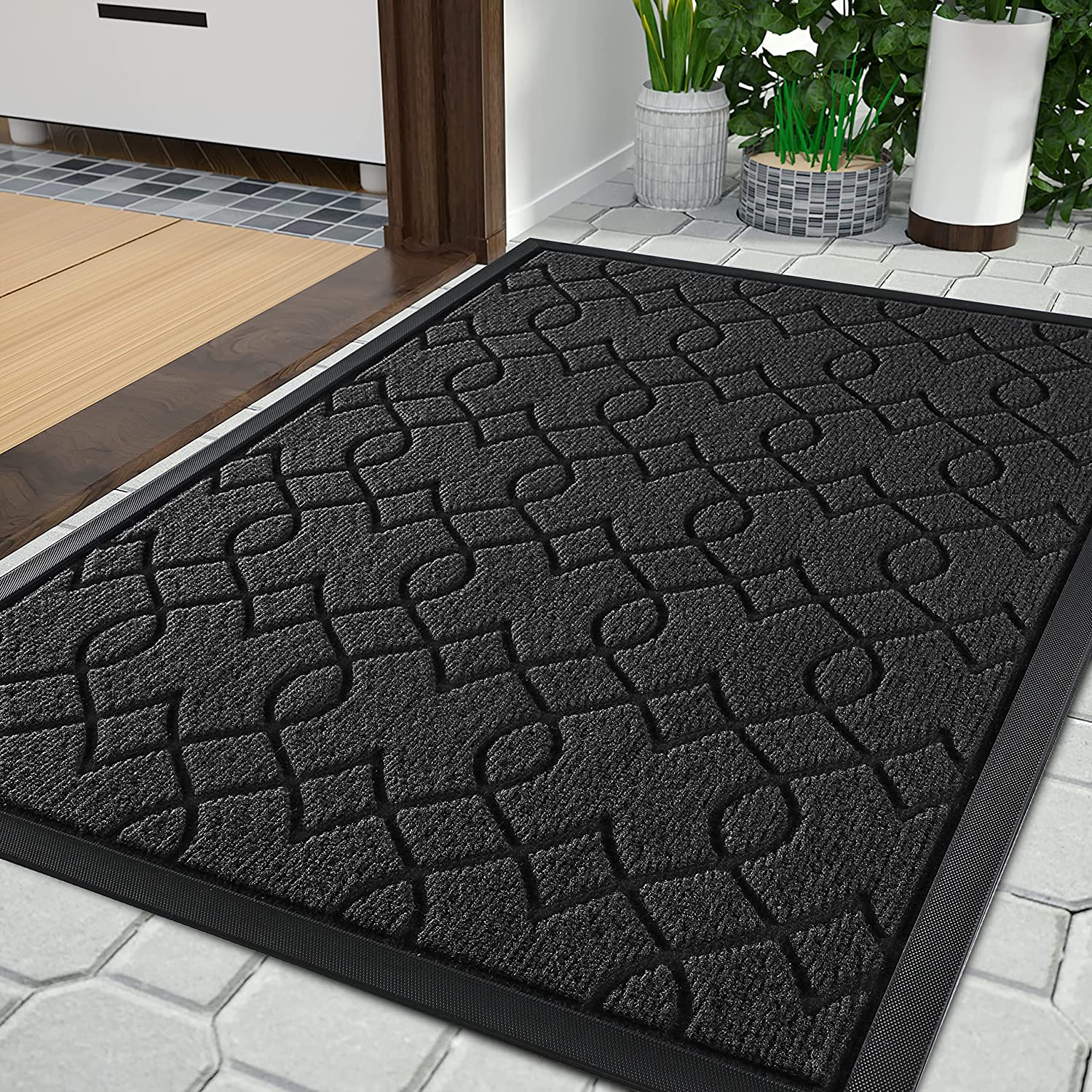 Front Door Mats, Heavy Duty Water Absorbent Mud Resistant Easy Clean
