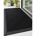 thumbnail image 1 of Front Door Mats Outside Entrance, 17x36 Rubber Waterproof Dirt Trapping Entry Mat for Entryway, Heavy Duty Non-Slip Low-Profile Welcome Doormat All Weather for Patio, Black, 1 of 9