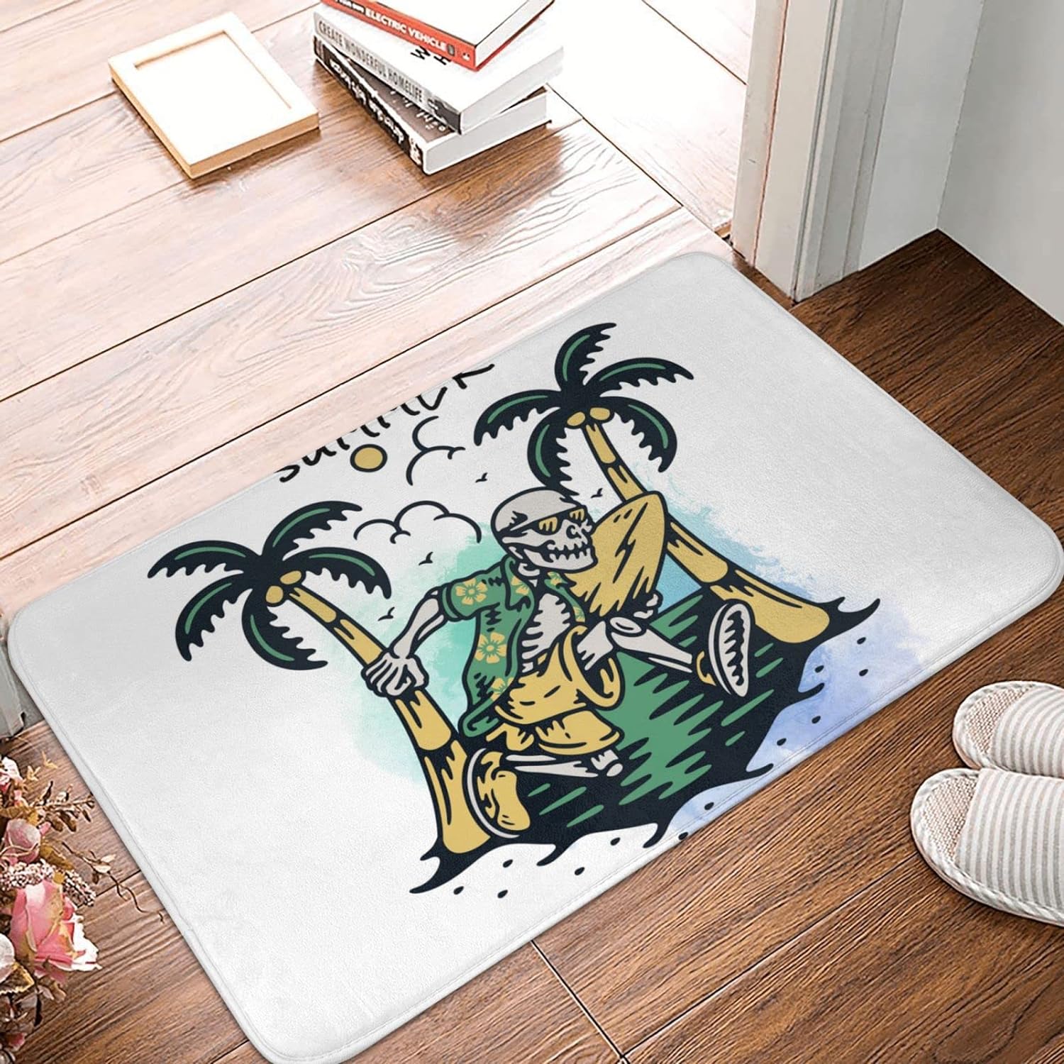 Front Door Mats Skeleton Surfer Door Mat Outdoor Indoor Mats