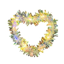 Front Door Outside Valentine's Day Wreath Heart Shaped Wreath for Front Door Valentine's Day Heart Shaped Wreath Decorations Ornaments Love Heart Shaped Hanging Garland Advent Garland with Light