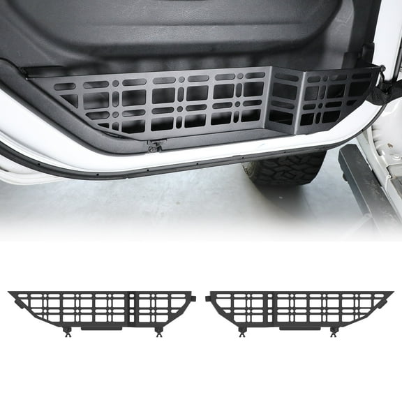 Front Door Pocket Storage Molle Panel Kit For 2018-2025 Jeep Wrangler JL,For 2020-2025 Jeep Gladiator JT Steel Plate Material,Black Textured Powder Coat,Snap-In Design