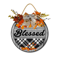 thumbnail image 1 of Front Door Porch Decorations Blessed Door Hanging Sign 11 inch Wooden Wall Sign, Rustic Holiday Wreath Decor for Front Door Porch Home Window Wall Farmhouse Decorations, 1 of 5
