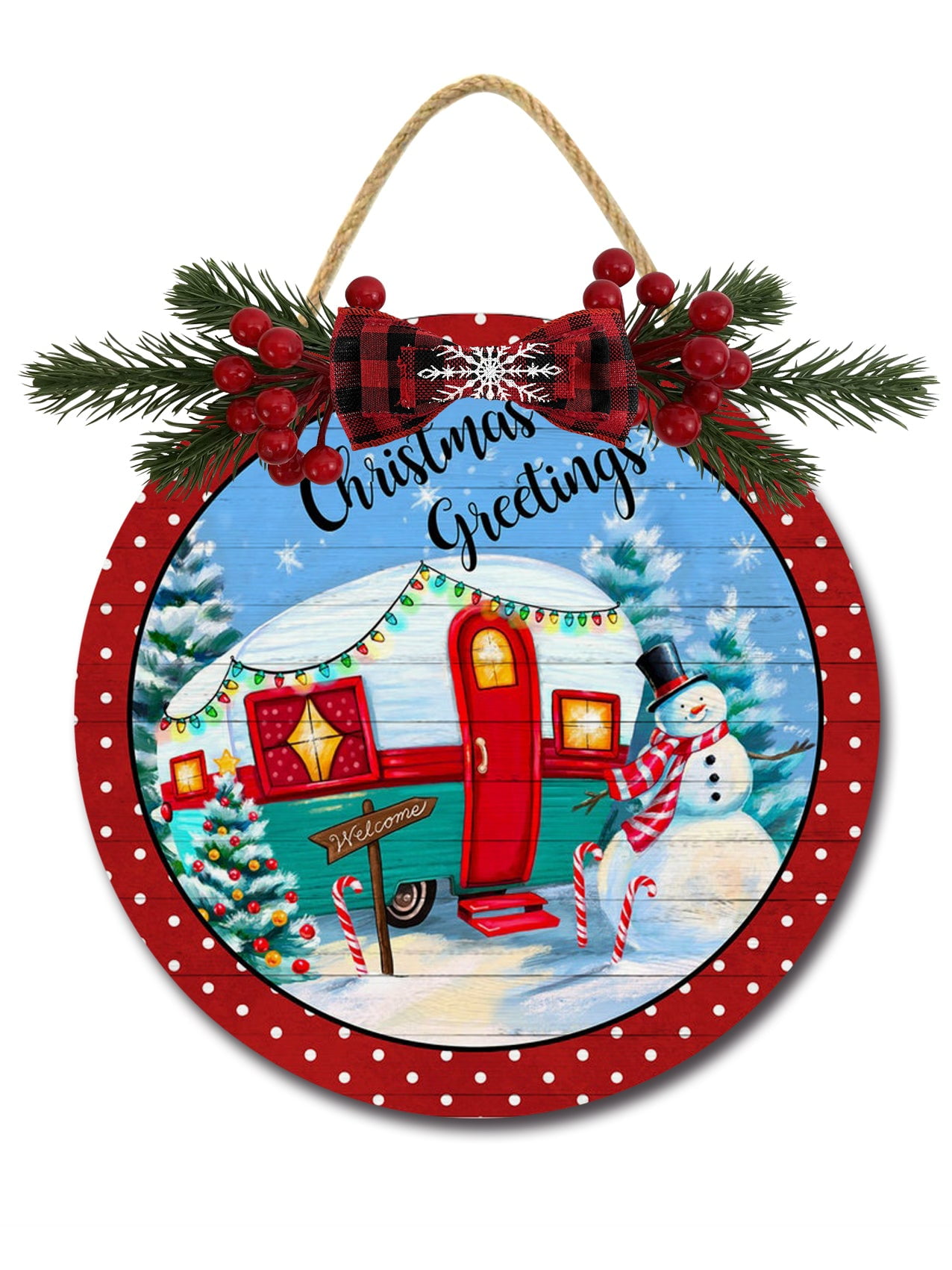 Front Door Porch Decorations Christmas Greetings Camper Door Hanging