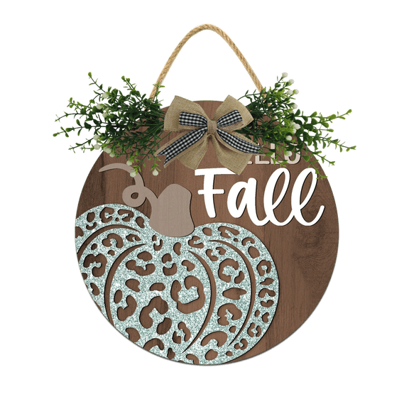 Front Door Porch Decorations Hello Fall Door Hanging Sign 11 inch Wooden Wall Sign, Rustic Holiday Wreath Decor for Front Door Porch Home Window Wall Farmhouse Decorations