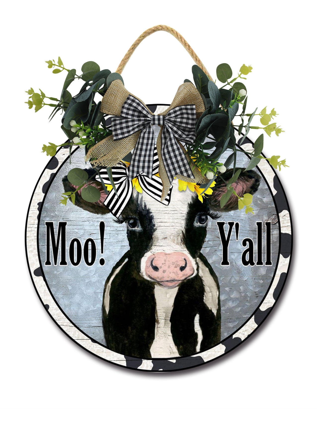 Front Door Porch Decorations Moo Y'all Door Hanging Sign 12 inch Wooden ...