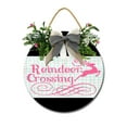 thumbnail image 1 of Front Door Porch Decorations Reindeer Crossing Door Hanging Sign 12 inch Wooden Wall Sign, Rustic Holiday Wreath Decor for Front Door Porch Home Window Wall Farmhouse Decorations, 1 of 5
