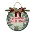 thumbnail image 1 of Front Door Porch Decorations Seasons Greetings Door Hanging Sign 11 inch Wooden Wall Sign, Rustic Holiday Wreath Decor for Front Door Porch Home Window Wall Farmhouse Decorations, 1 of 8