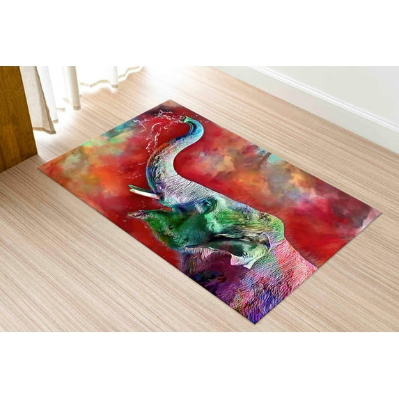 Front Door Rug, Animal Rug, Non Slip Rug, Area Rug, Classic Rug, Abstract Elephant Rugs, Animal Rugs, Salon Rug, Colorful Rug, Popular Rugs, 2.6'x6.5' - 80x200 cm