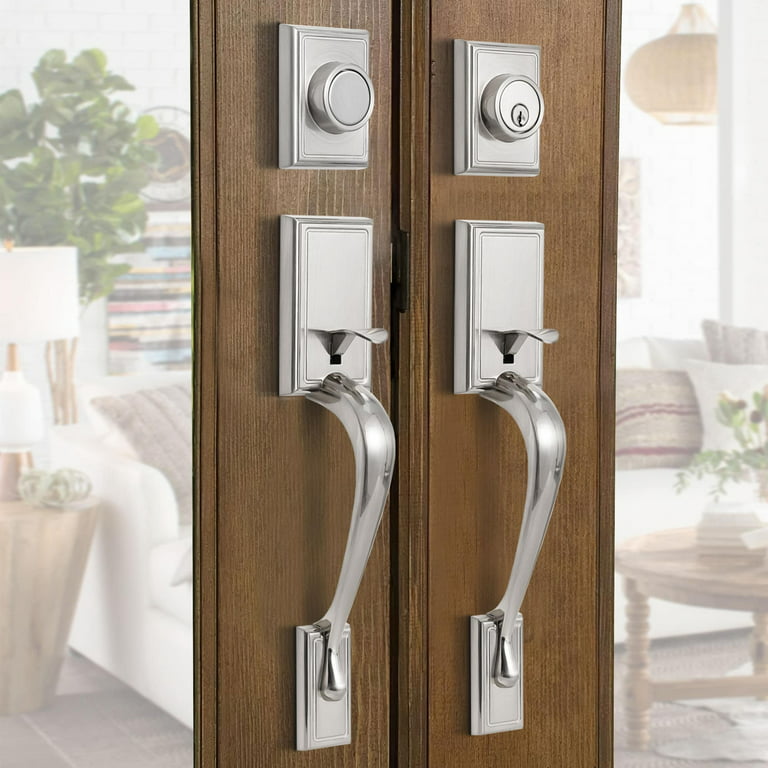 Front Door Satin Nickel Split Arc Handle Door Lock Set with Double