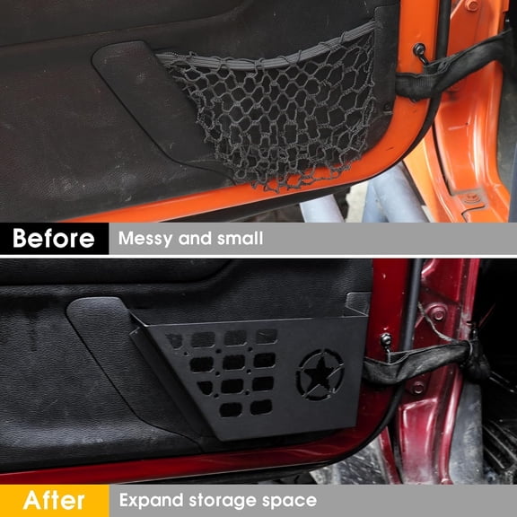 Front Door Storage Pockets, Side Insert Organizer Box Interior Accessories for Wrangler JK 2011-2018 2/4 Door 2 Pack Black