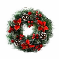 Front Door Unlit Christmas Hanging Wreath for Holiday and Seasonal Celebration