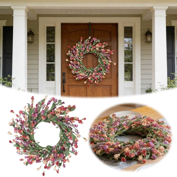 Front Door Wreath 24 Inch Spring/Summer Wreaths For Front Door, Front Door Wreaths For All Seasons For Indoor Outdoor Home Office Wall Window Wedding Farmhouse Decor Home Decor