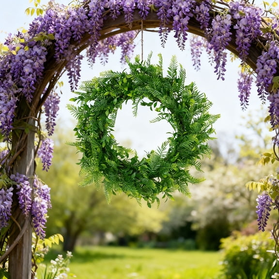 Front Door Wreath, Simulation Wreath, 15.3Inch Year-Round Wreath for Spring, Summer, Fall, and Winter, Farmhouse Wall, Porch, Window, and Yard Decoration