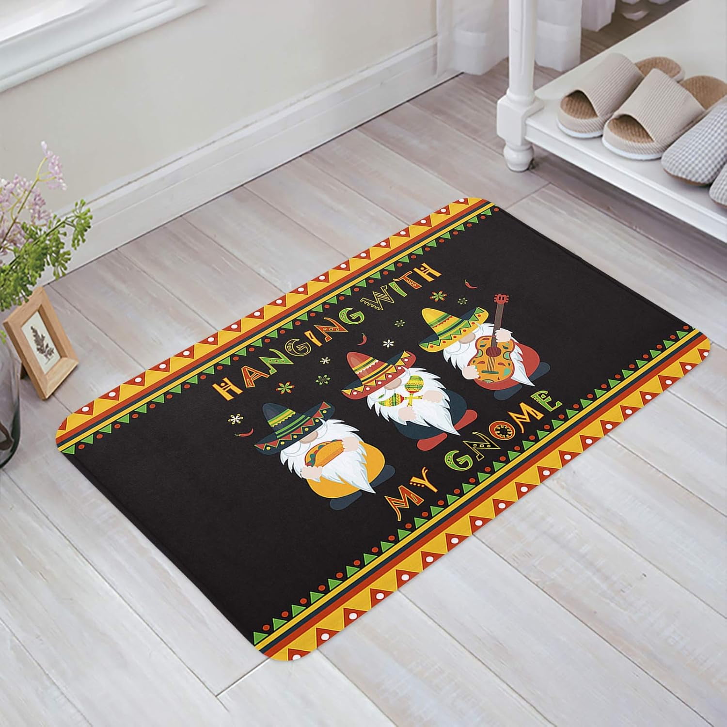 Front Doormat Indoor Outdoor Welcome Doormats Mexican May 5Th Festival Cinco De Mayo Hanging with My Gnome Non-Slip Floor Mats for Porch Entrance Doormat Bathroom Rugs 17x30 Inch.