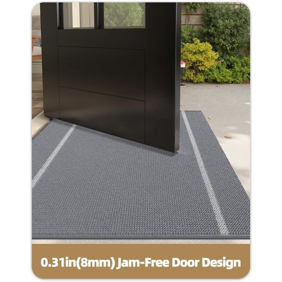 Front Double Door Mats Outdoor Large Doormat for Outside Entry Home Entrance Back Porch Waterproof | Heavy Duty Outdoors Floor Welcome Matts Exterior - 24"x48" Grey