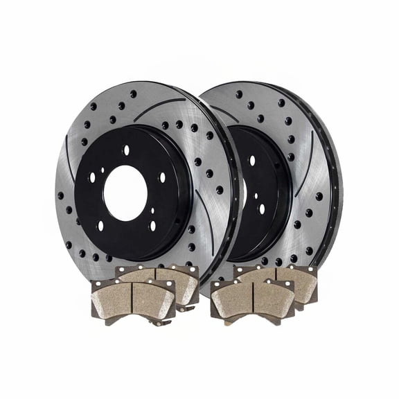 Front Drilled Slotted Brake Rotor Performance Ceramic Pad For Lexus Toyota TP Fits select: 2007 ,2010 TOYOTA TUNDRA CREWMAX SR5
