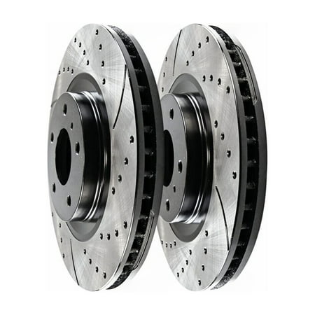 Front Drilled Slotted Brake Rotors Pair 2 For 2003-2005 G35 2003-2005 350Z 3.5L