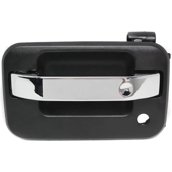 Front Driver Side Exterior Door Handle Compatible with 2004-2022 Ford F-150 Chrome Lever Textured Bezel With Key Hole 9L3Z1522405BB Harley-davidson Edition King Ranch Lariat Limited