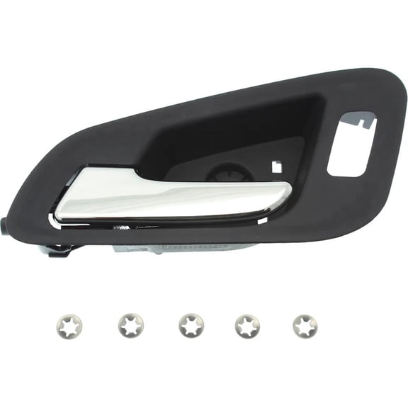 Front Driver Side Interior Door Handle Compatible with 2015-2020 Chevrolet Colorado Chrome Lever With Black Bezel Without Key Hole 84039897-PFM WT Z71 ZR2 Base LT Direct Fit New