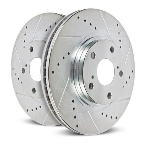 Front Evolution Drilled & Slotted Rotors for 1997-2003 Infiniti QX4, Pack of 2