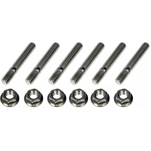 Front Exhaust Flange Stud and Nut - Compatible with 1999 - 2014 Chevy Silverado 1500 2000 2001 2002 2003 2004 2005 2006 2007 2008 2009 2010 2011 2012 2013