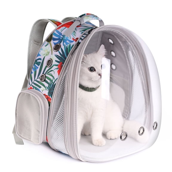 Front Expandable Backpack Ventilated Travel Bag Foldable Dog & Cat Carrier, Floral, Large