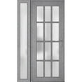 thumbnail image 1 of Front Exterior Prehung FiberGlass Door Frosted Glass / Manux 8002 Grey Ash / Side Exterior Window / -W36+16" x H80"-Left-hand Inswing, 1 of 6