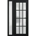 thumbnail image 1 of Front Exterior Prehung FiberGlass Door Frosted Glass / Manux 8312 Matte Black / Side Exterior Window / -W30+14" x H80"-Left-hand Inswing, 1 of 6
