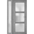 thumbnail image 1 of Front Exterior Prehung FiberGlass Door Frosted Glass / Manux 8552 Grey Ash / Side Exterior Window / -W36+12" x H80"-Right-hand Inswing, 1 of 6