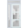 thumbnail image 1 of Front Exterior Prehung FiberGlass Door Frosted Glass / Manux 8552 White Silk / Side and Top Exterior Window / -W36+16" x H80+14"-Right-hand Inswing, 1 of 6