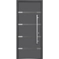 thumbnail image 1 of Front Exterior Prehung Glass Steel Door 36 x 80 inches Left -Hand / Deux 1105 Gray Graphite / Lite and Stainless Inserts Single Modern Painted White, 1 of 3