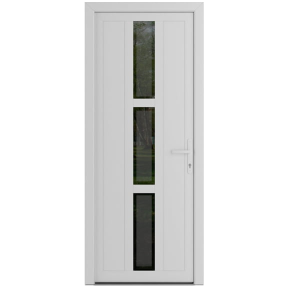 Front Exterior Prehung Metal-Plastic / MANUX 8112 White Silk / Office Commercial and Residential Doors Entrance Patio Garage 32 x 80 (32" x 80") Left-hand Inswing