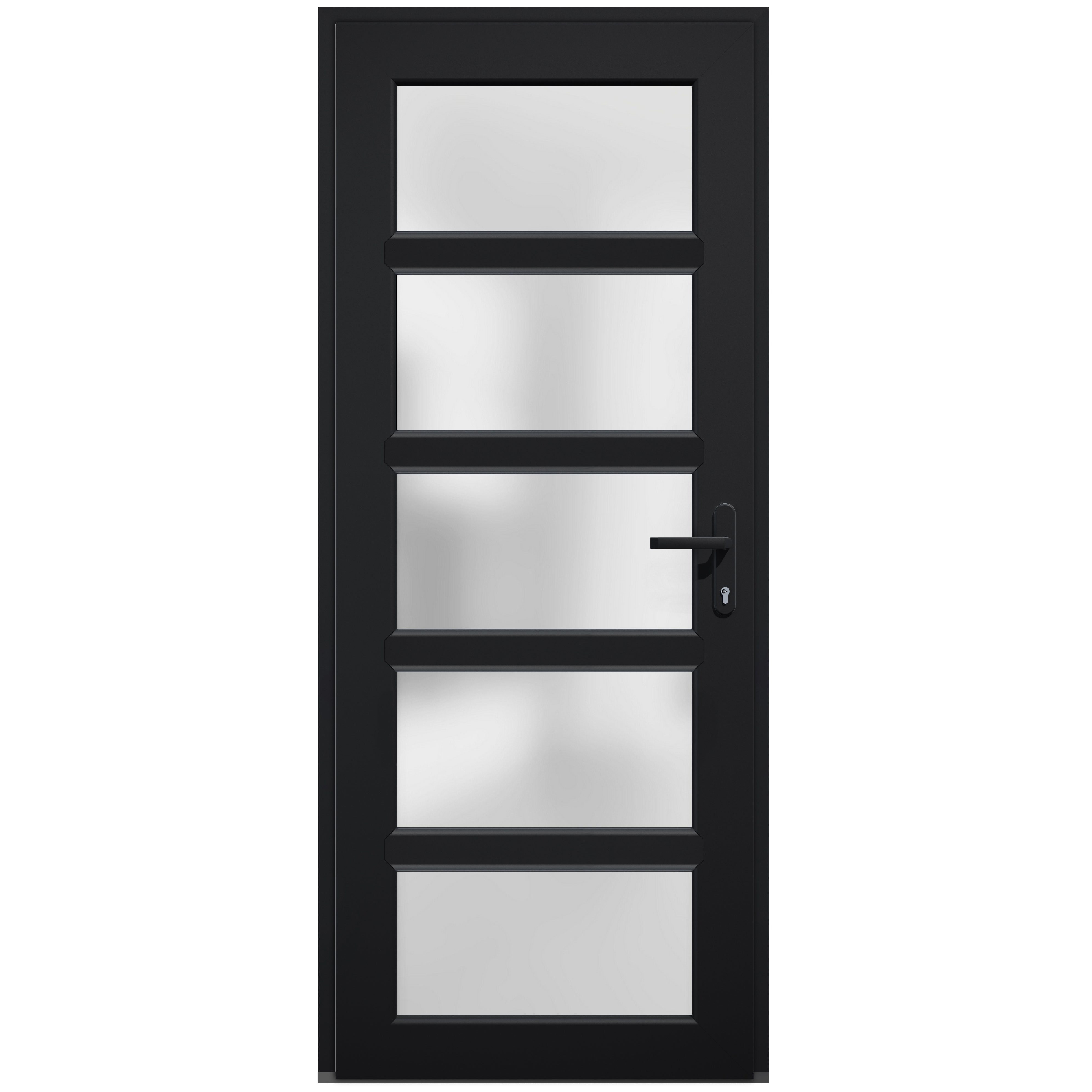 Front Exterior Prehung Metal-Plastic Door Frosted Glass / Manux 8002 Matte Black / Office Commercial and Residential Doors Entrance Patio Garage 36" x 80" Left-hand Inswing