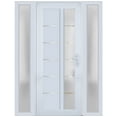 thumbnail image 1 of Front Exterior Prehung Metal-Plastic Door Frosted Glass / Manux 8088 White Silk / 2 Side Windows / Office Commercial and Residential Doors Entrance Patio Garage 60" x 80" Left-hand Inswing, 1 of 5