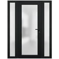 thumbnail image 1 of Front Exterior Prehung Metal-Plastic Door Frosted Glass / Manux 8102 Matte Black / 2 Side Windows / Office Commercial and Residential Doors Entrance Patio Garage 58" x 80" Left-hand Inswing, 1 of 6