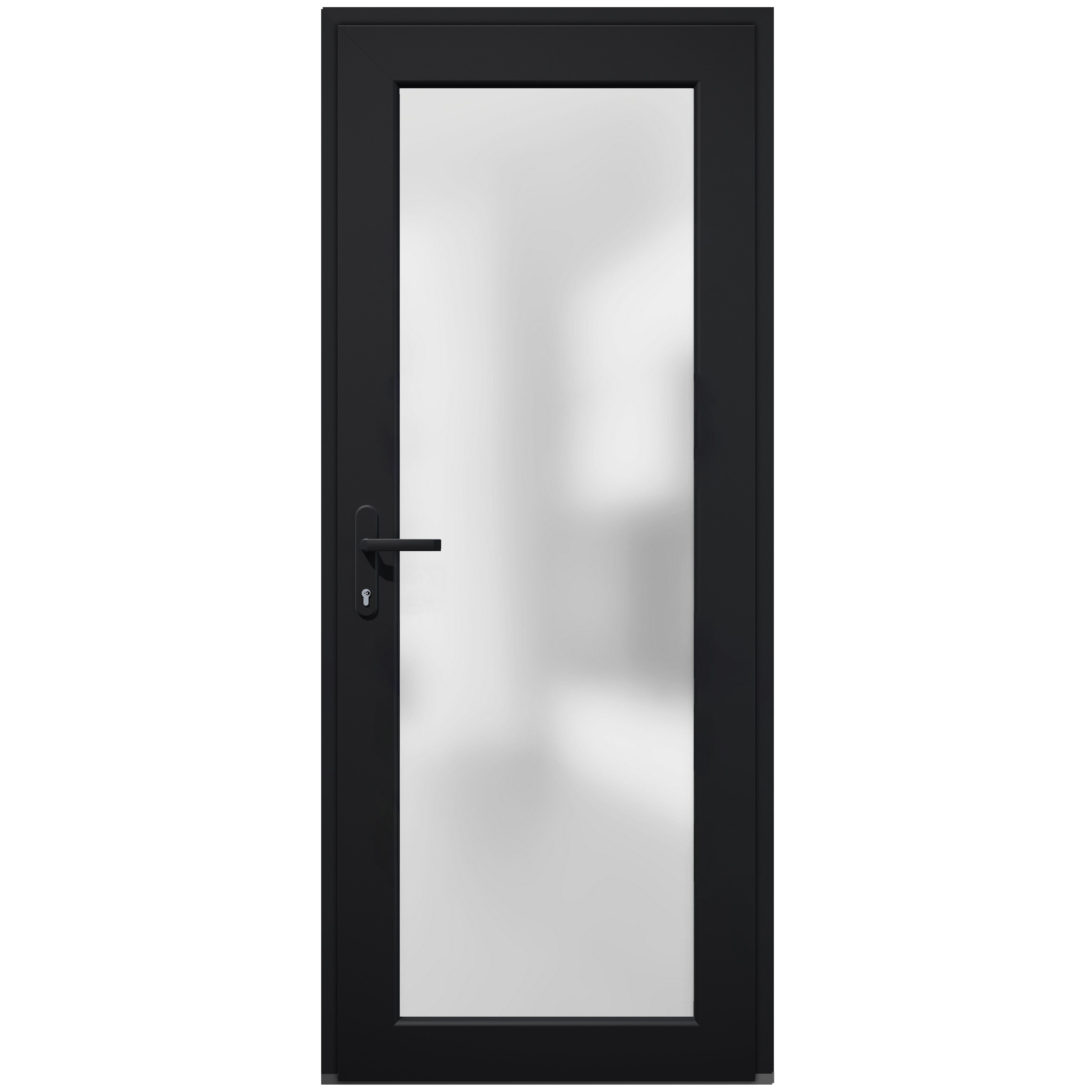 Front Exterior Prehung Metal-Plastic Door Frosted Glass / Manux 8102 Matte Black / Office Commercial and Residential Doors Entrance Patio Garage 36" x 80" Right-hand Inswing
