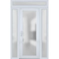 thumbnail image 1 of Front Exterior Prehung Metal-Plastic Door Frosted Glass / Manux 8102 White Silk / 2 Side and Top Window / Office Commercial and Residential Doors Entrance Patio Garage 64" x 96" Right-hand Inswing, 1 of 5