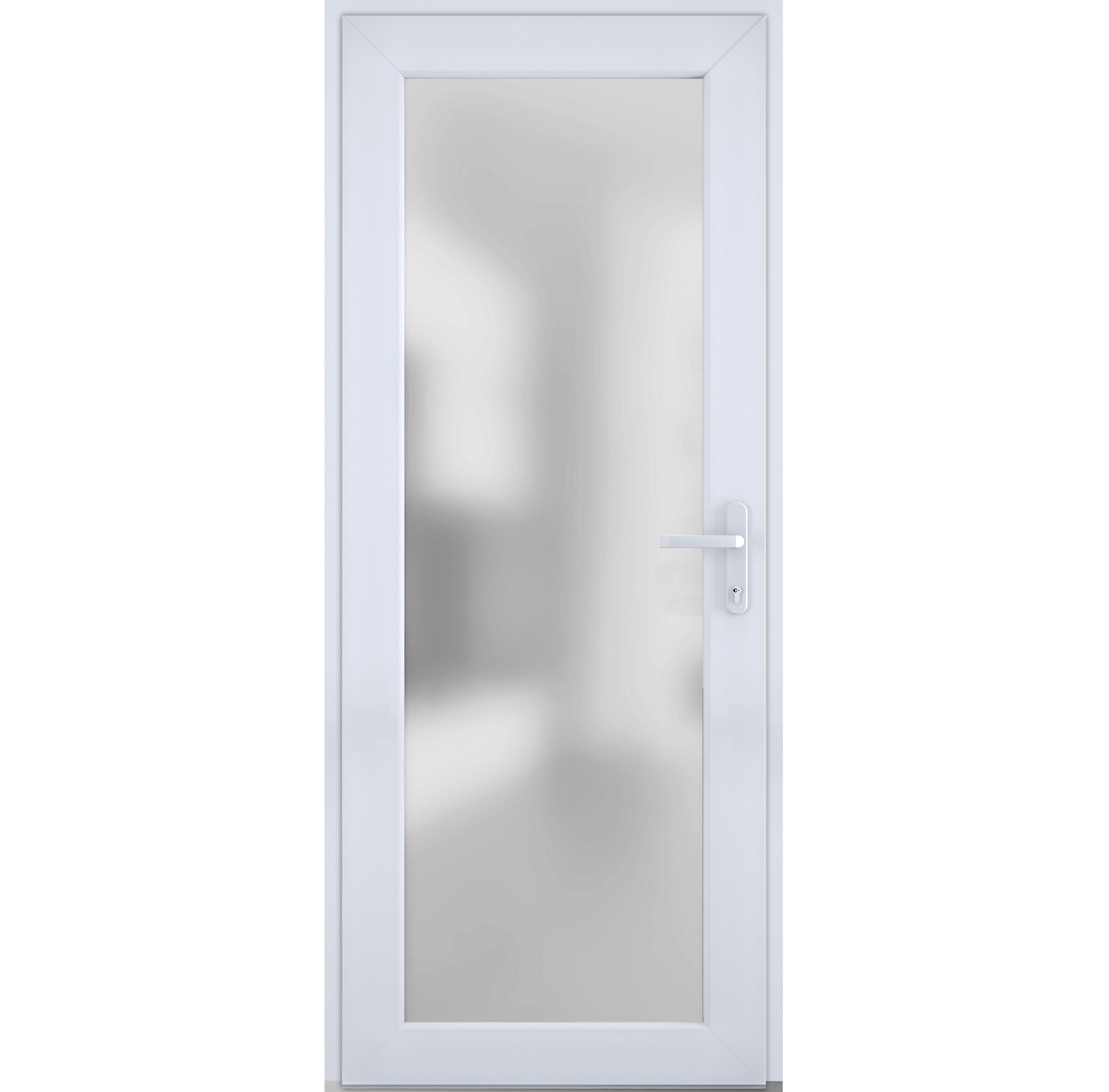 Front Exterior Prehung Metal-Plastic Door Frosted Glass / Manux 8102 White Silk / Office Commercial and Residential Doors Entrance Patio Garage 30" x 80" Left-hand Inswing