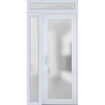 thumbnail image 1 of Front Exterior Prehung Metal-Plastic Door Frosted Glass / Manux 8102 White Silk / Side and Top Window / Office Commercial and Residential Doors Entrance Patio Garage 42" x 96" Right-hand Inswing, 1 of 6