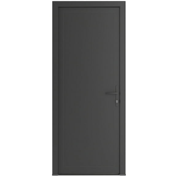 Front Exterior Prehung Metal-Plastic Door Frosted Glass | Manux 8111 Antracite Grey | Office Commercial and Residential Doors Entrance Patio Garage W36x80 Left-hand