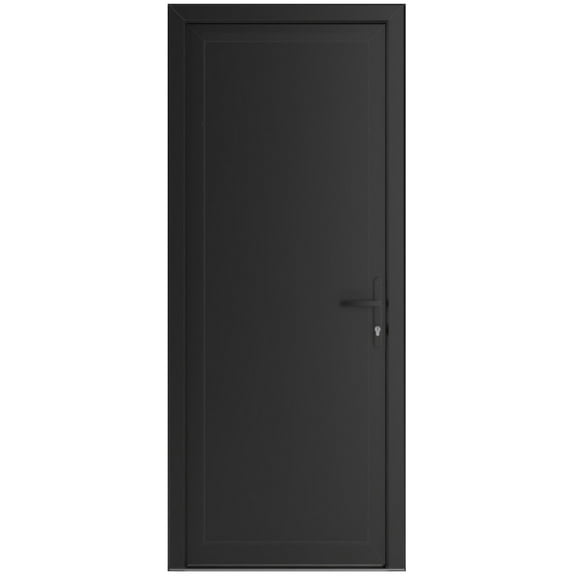 Front Exterior Prehung Metal-Plastic Door Frosted Glass | Manux 8111 Matte Black | Office Commercial and Residential Doors Entrance Patio Garage W36x80 Left-hand