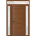 thumbnail image 1 of Front Exterior Prehung Metal-Plastic Door Frosted Glass | Manux 8111 Walnut | 2 Side and Top Sidelite Transom | Office Commercial and Residential Doors Patio 60x94 (W12+36+12x80+14) Right-hand, 1 of 6